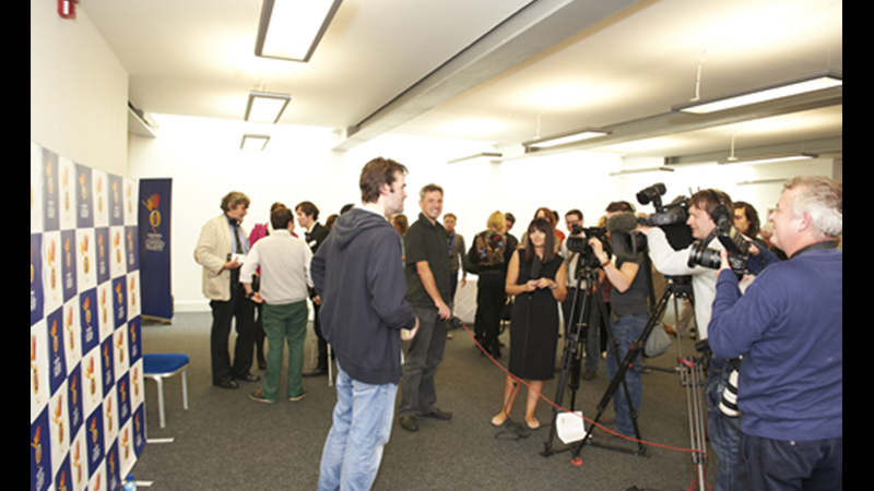 Backstage media scrum post announcement